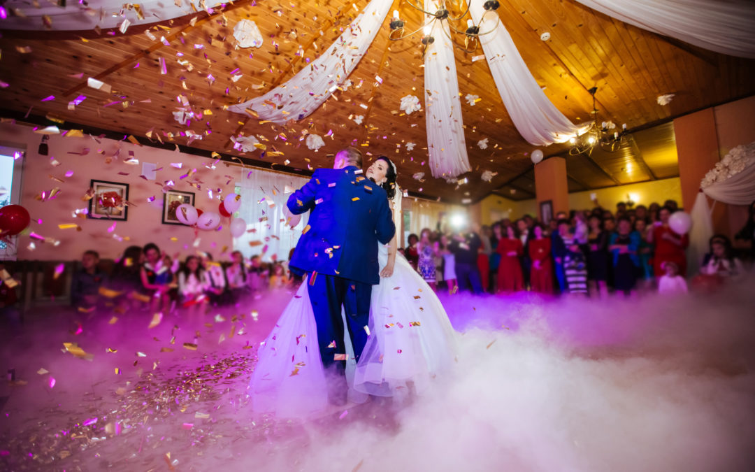 brides wedding party in the elegant restaurant with a wonderful light and atmosphere